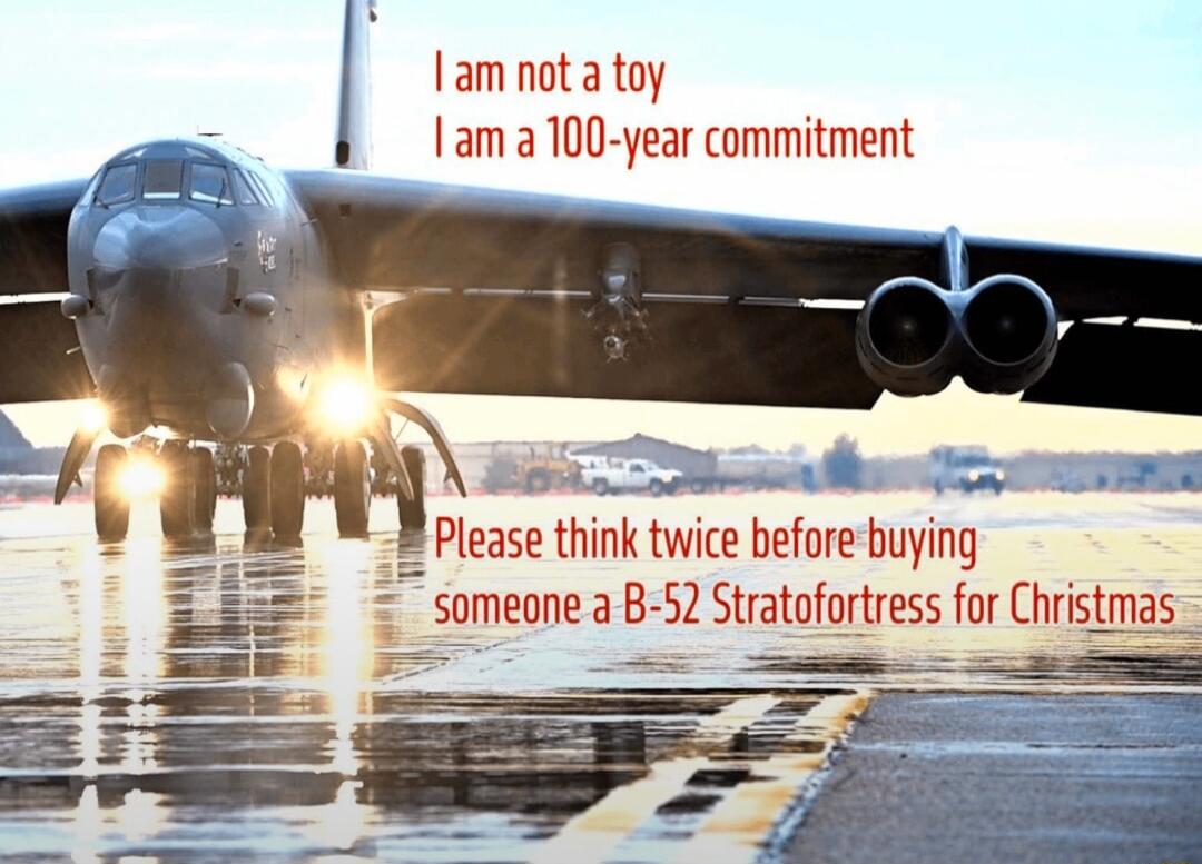 am not a toy 1 am a 100 year commitment o lease think twice before buying someone a B 52 Stratofortress for Christmas