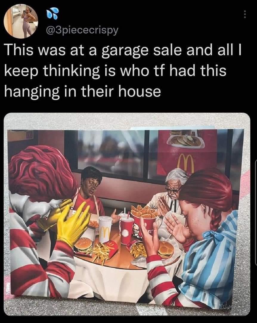 This was at a garage sale and all G o R ITa oA A sToRu Mo T To R dg IS hanging in their house