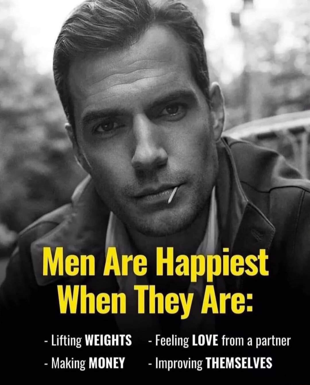 Lifting WEIGHTS Feeling LOVE from a partner Making MONEY Improving THEMSELVES