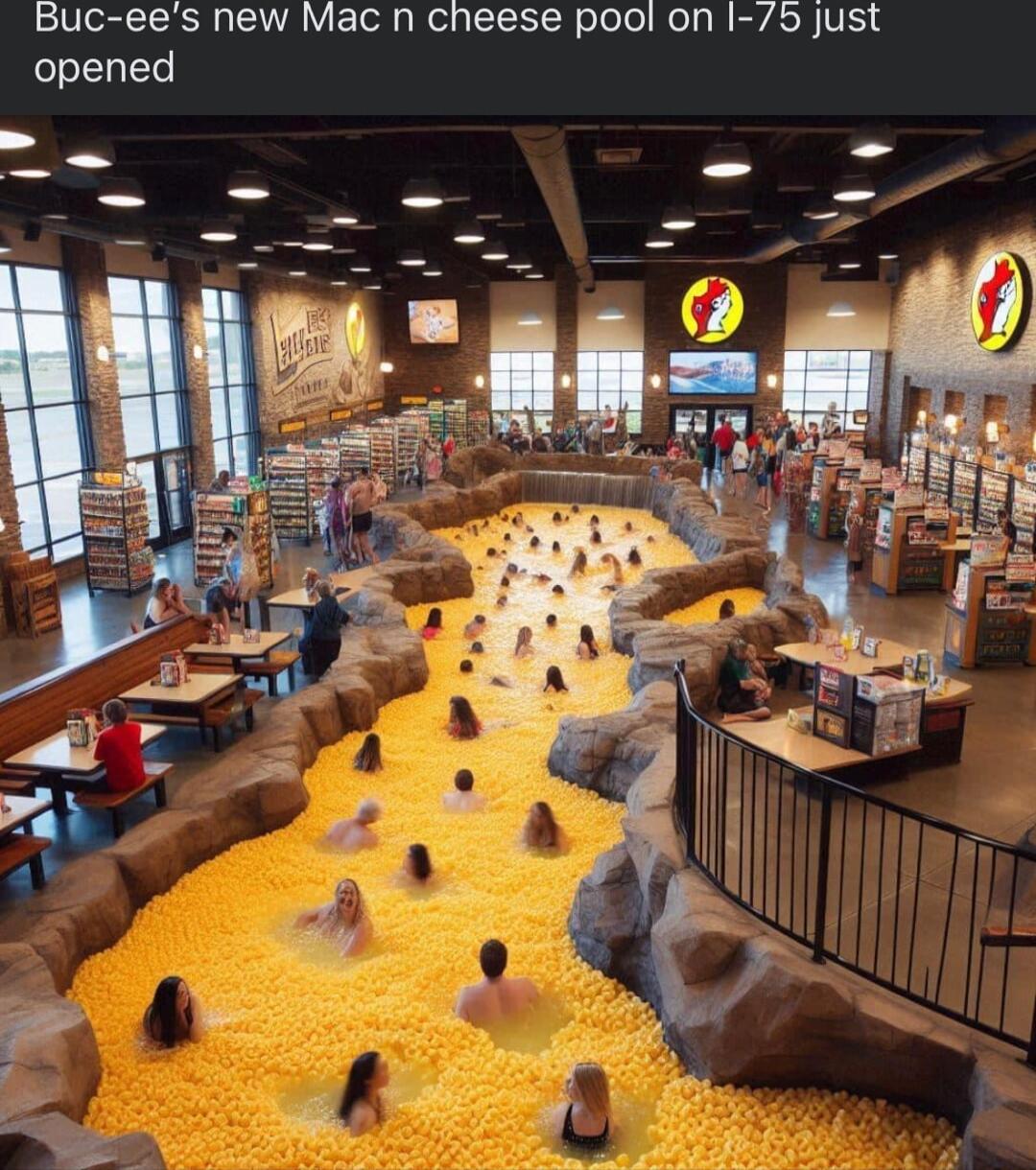 Buc ees new Mac n cheese pool on I 5 just opened