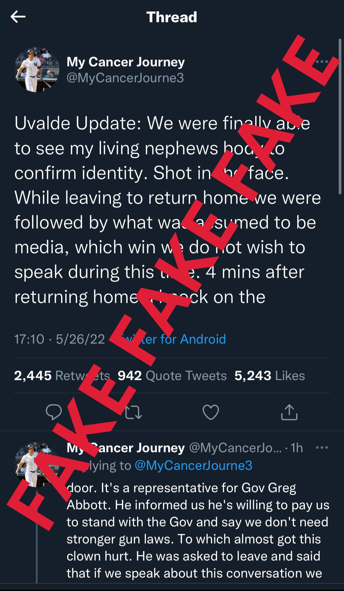 Thread B _ My Cancer Journey Y YOF TalelTd olUda13 Uvalde Update We were fi ORI 0 YA IVila Tl ateTo g IEAIVESH aTeToaNo confirm identity Shot in face While leaving to returnhome we were O1IeVZTe M oAV o Y RVVE ed to be media which win do ot wish to speak during this 4 mins after returning hom k on the 1710 52622 ter for Android 2445 Retwg 2ts 942 Quote Tweets 5243 Likes O n O O T o101 VAUV AV OFTa