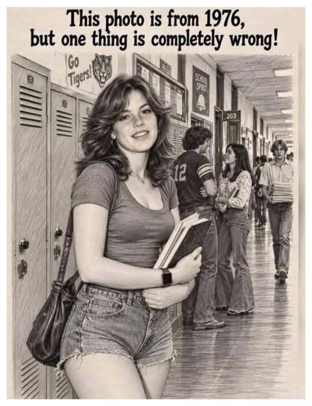 This photo is from 1976, but one thing is completely wrong! Go Tigers! SCHOOL SPIRIT 203