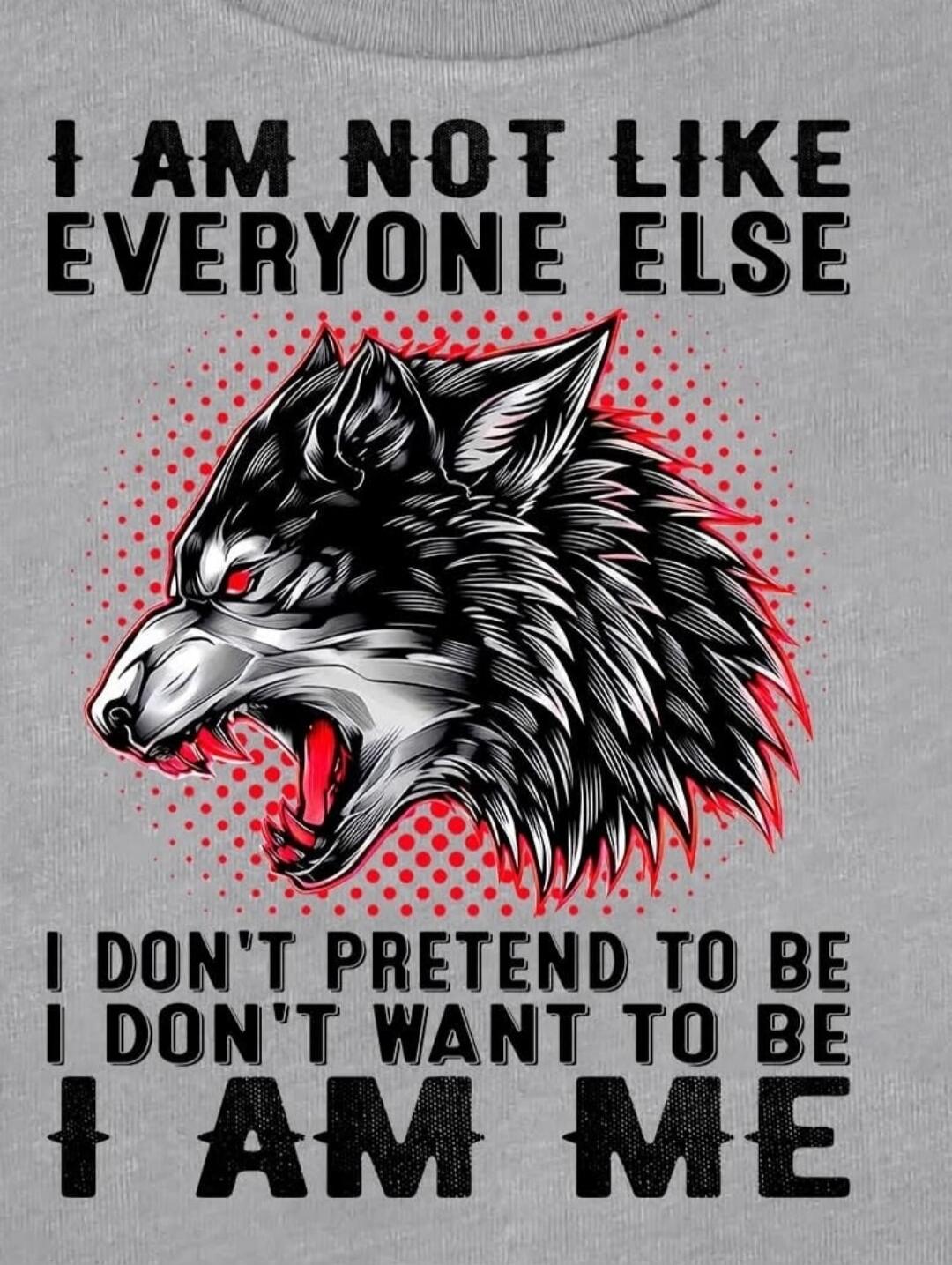 I AM NOT LIKE
EVERYONE ELSE
I DON'T PRETEND TO BE
I DON'T WANT TO BE
I AM ME