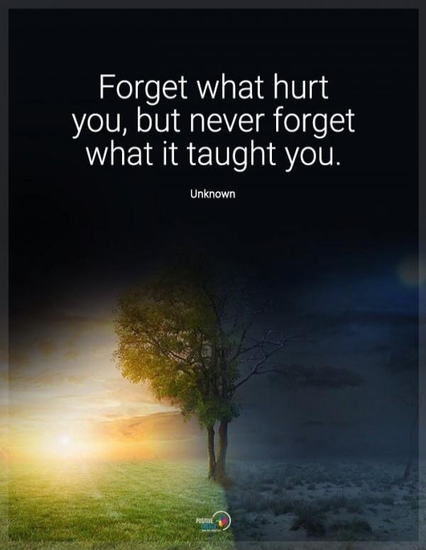 Forget what hurt you, but never forget what it taught you. Unknown