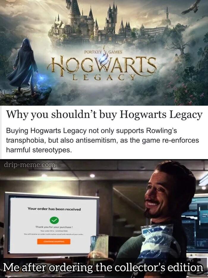 Why you shouldnt buy Hogwarts Legacy Buying Hogwarts Legacy not only supports Rowlings transphobia but also antisemitism as the game re enforces harmful stereotypes Me afterordering the collectors edition