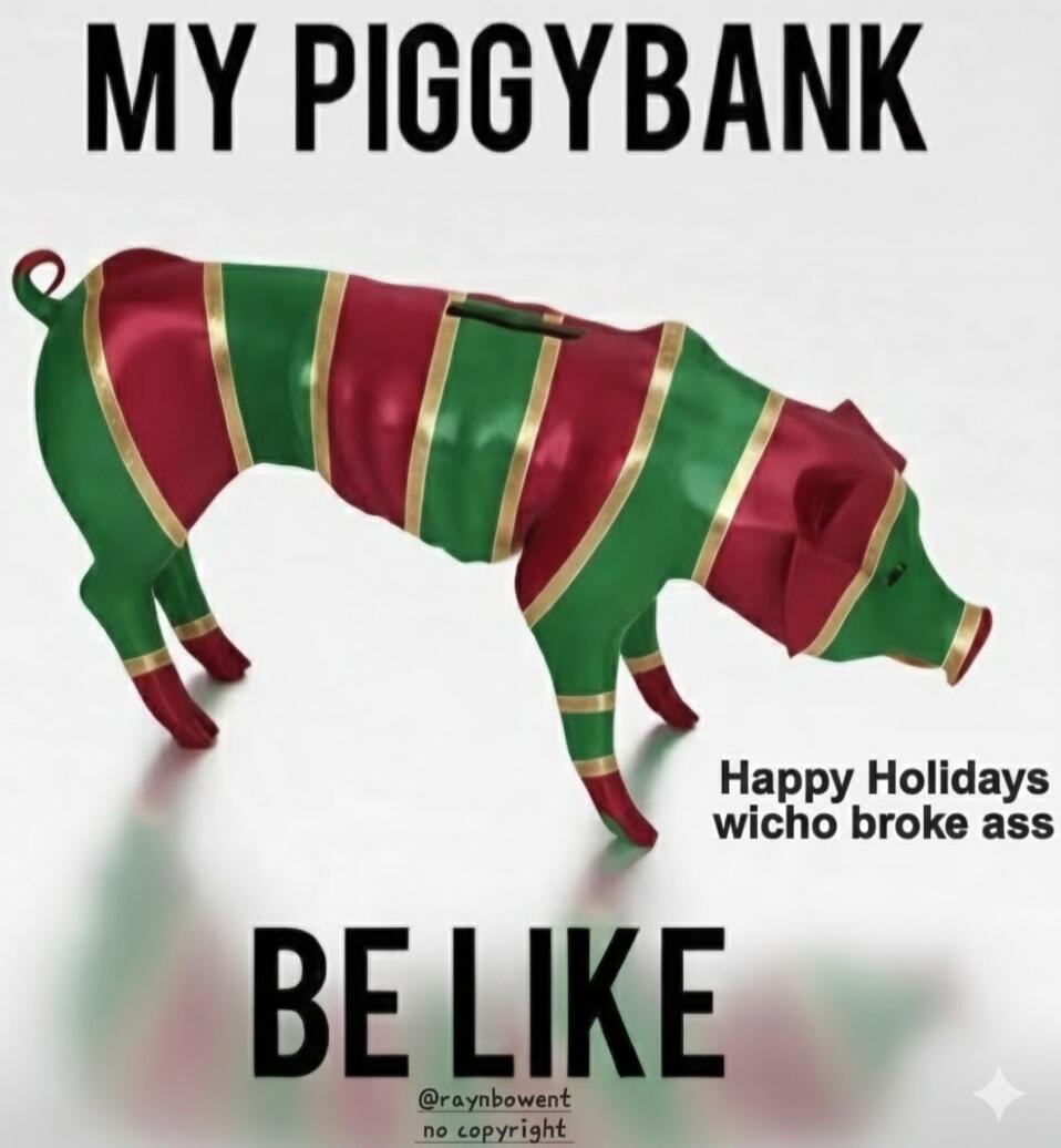 MY PIGGYBANK BE LIKE Happy Holidays wicho broke ass