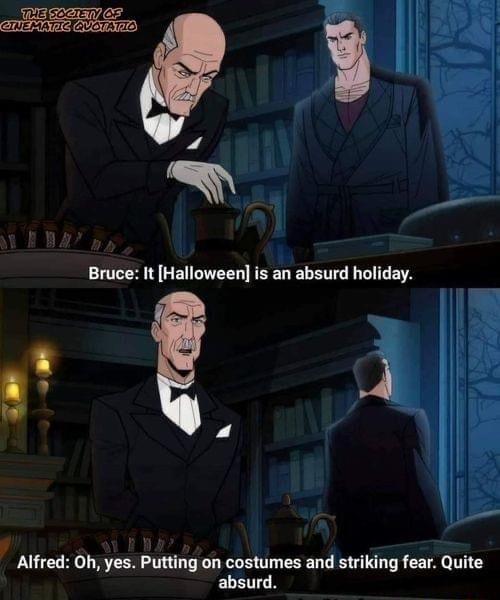 Bruce It lHdIovnlI is ln absurd holiday 1Y Am d Oh yes Putting on costumes and striking fear Quite ELETER