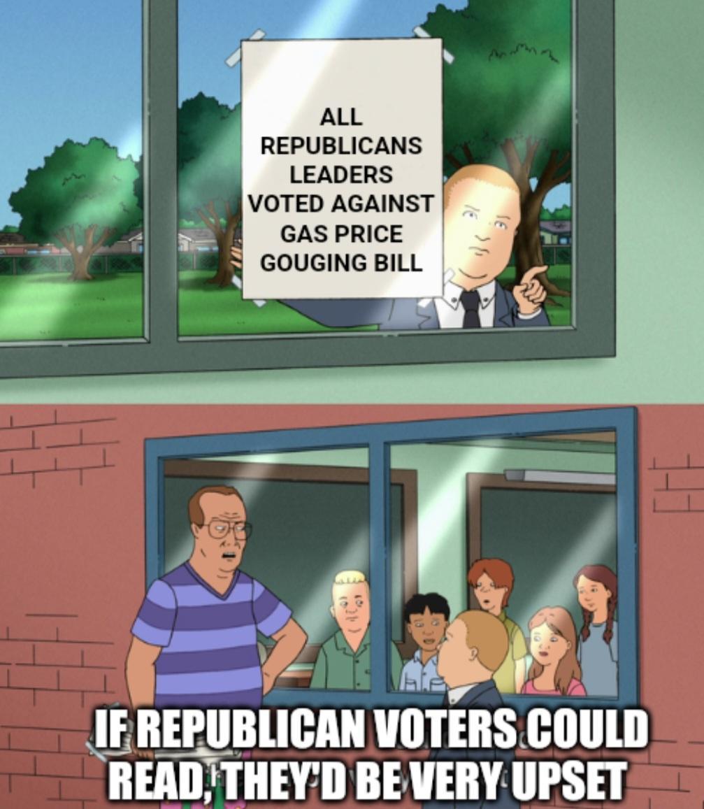 ALL A REPUBLICANS LEADERS VOTED AGAINST GAS PRICE i 7 IIEIIIBIIAH WTEBS COULD IIEAII THEYD BEVERY UPSET