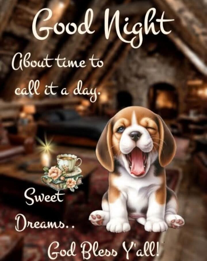Good Night About time to call it a day. Sweet Dreams.. God Bless Y'all!