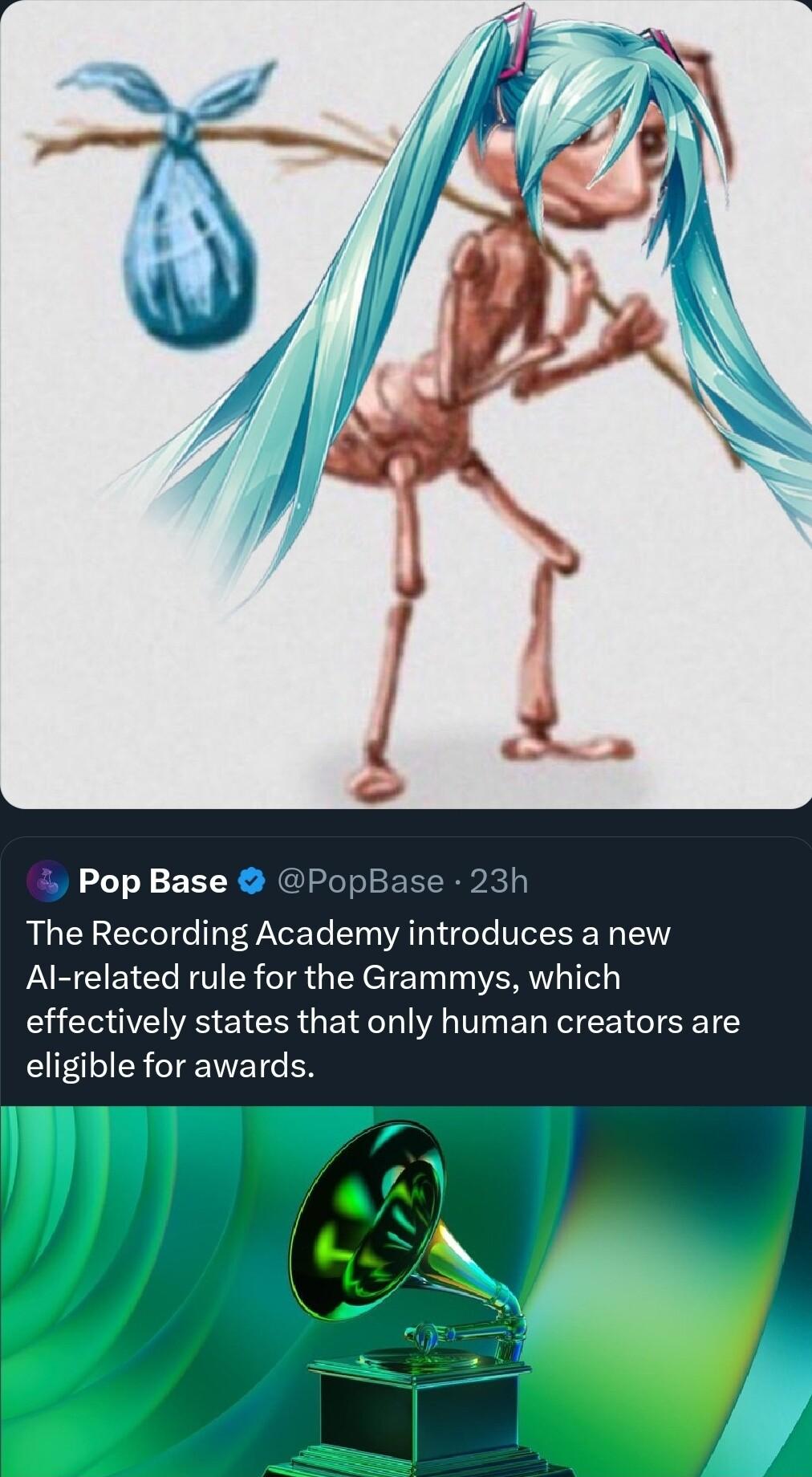 Pop Base The Recording Academy introduces a new Al related rule for the Grammys which effectively states that only human creators are eligible for awards