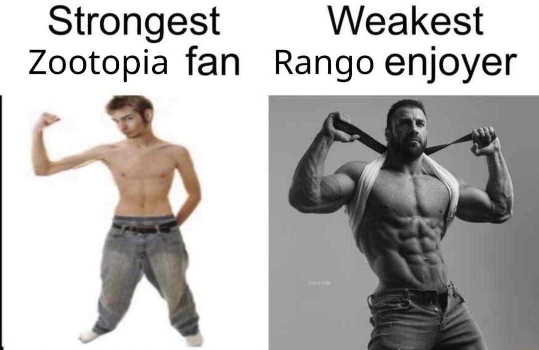 Strongest Weakest Zootopia fan Rango enjoyer