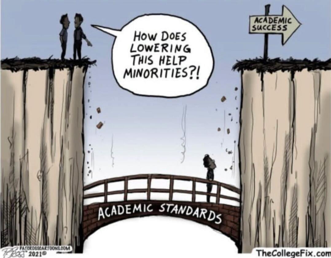 HOW DOES LOWERING THIS HELP MINORITIES?! ACADEMIC SUCCESS ACADEMIC STANDARDS
