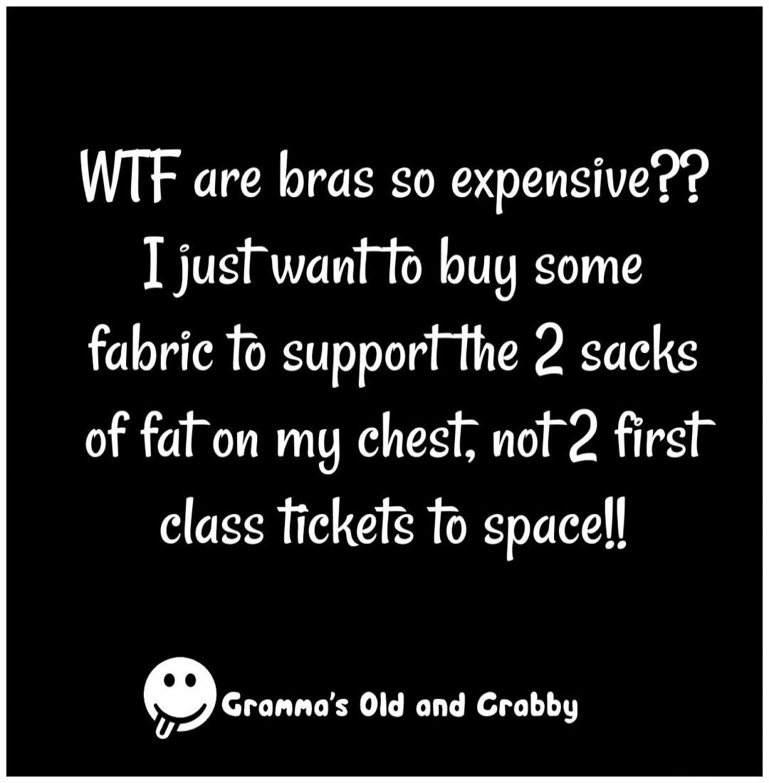 WTF are bras so expensive?? I just want to buy some fabric to support the 2 sacks of fat on my chest, not 2 first class tickets to space!!