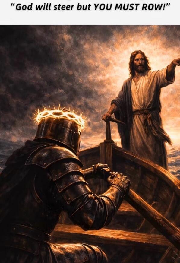 God will steer but YOU MUST ROW!