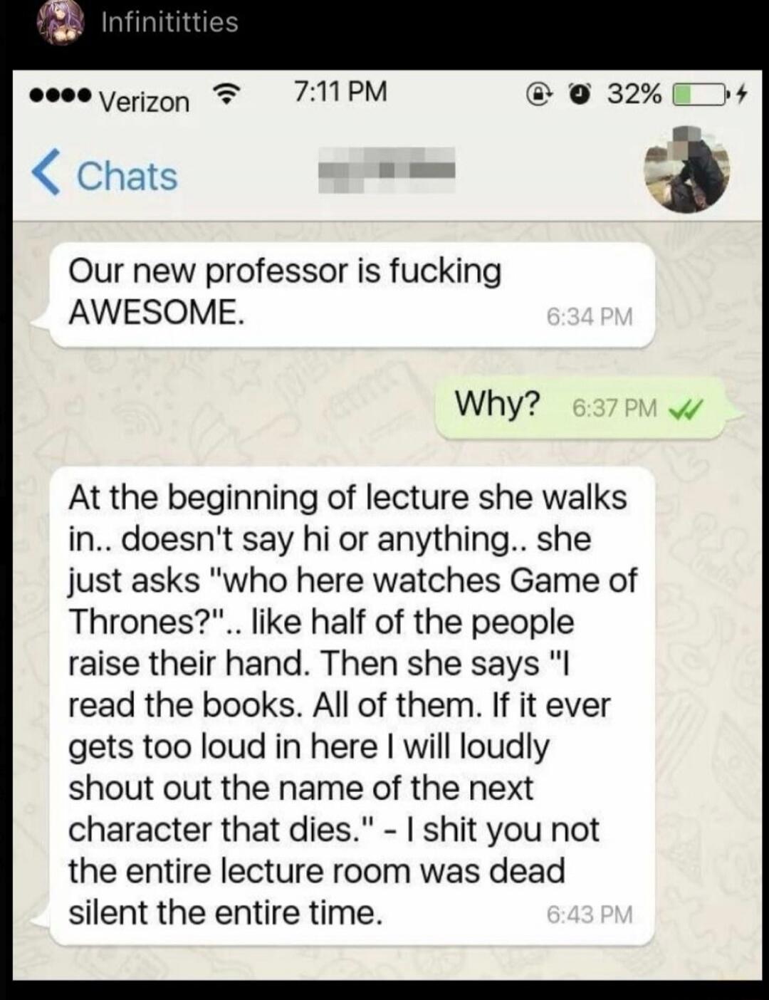 Our new professor is fucking AWESOME.

Why?

At the beginning of lecture she walks in… doesn't say hi or anything… she just asks 