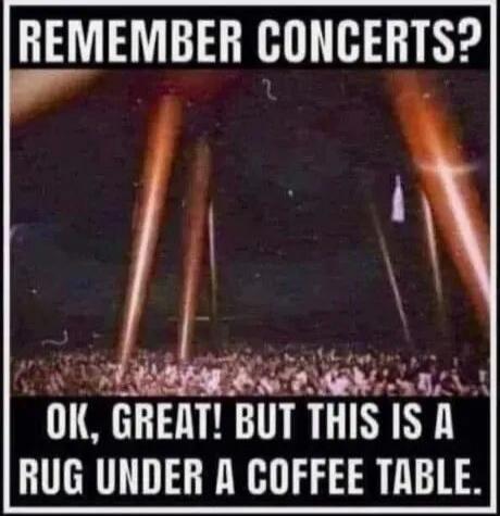 REMEMBER CONCERTS? OK, GREAT! BUT THIS IS A RUG UNDER A COFFEE TABLE.