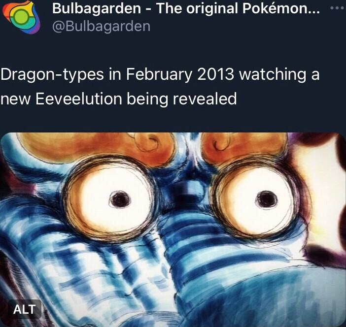 Bulbagarden The original Pokmon UVETeE fe T Dragon types in February 2013 watching a new Eeveelution being revealed
