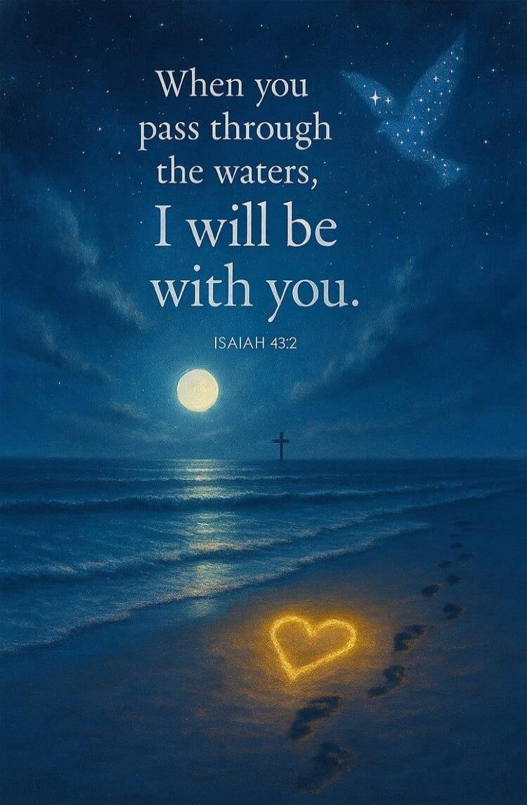 When you pass through the waters, I will be with you.\nISAIAH 43:2