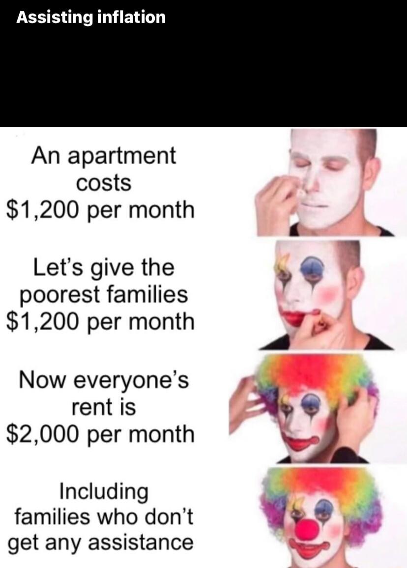 LESELILHENTY An apartment costs 1200 per month Lets give the poorest families 1200 per month Now everyones rent is 2000 per month Including families who dont get any assistance