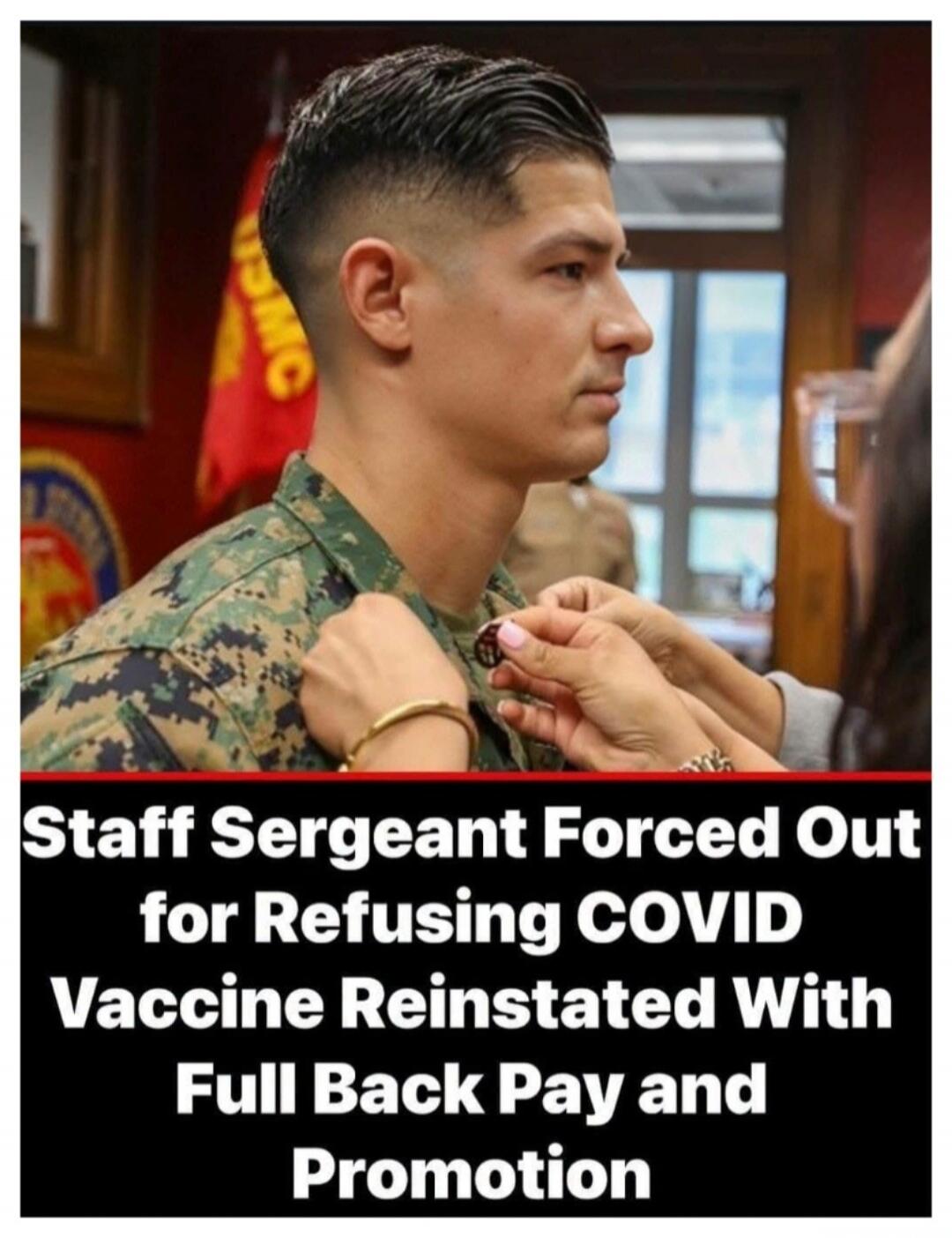 Staff Sergeant Forced Out for Refusing COVID Vaccine Reinstated With Full Back Pay and Promotion