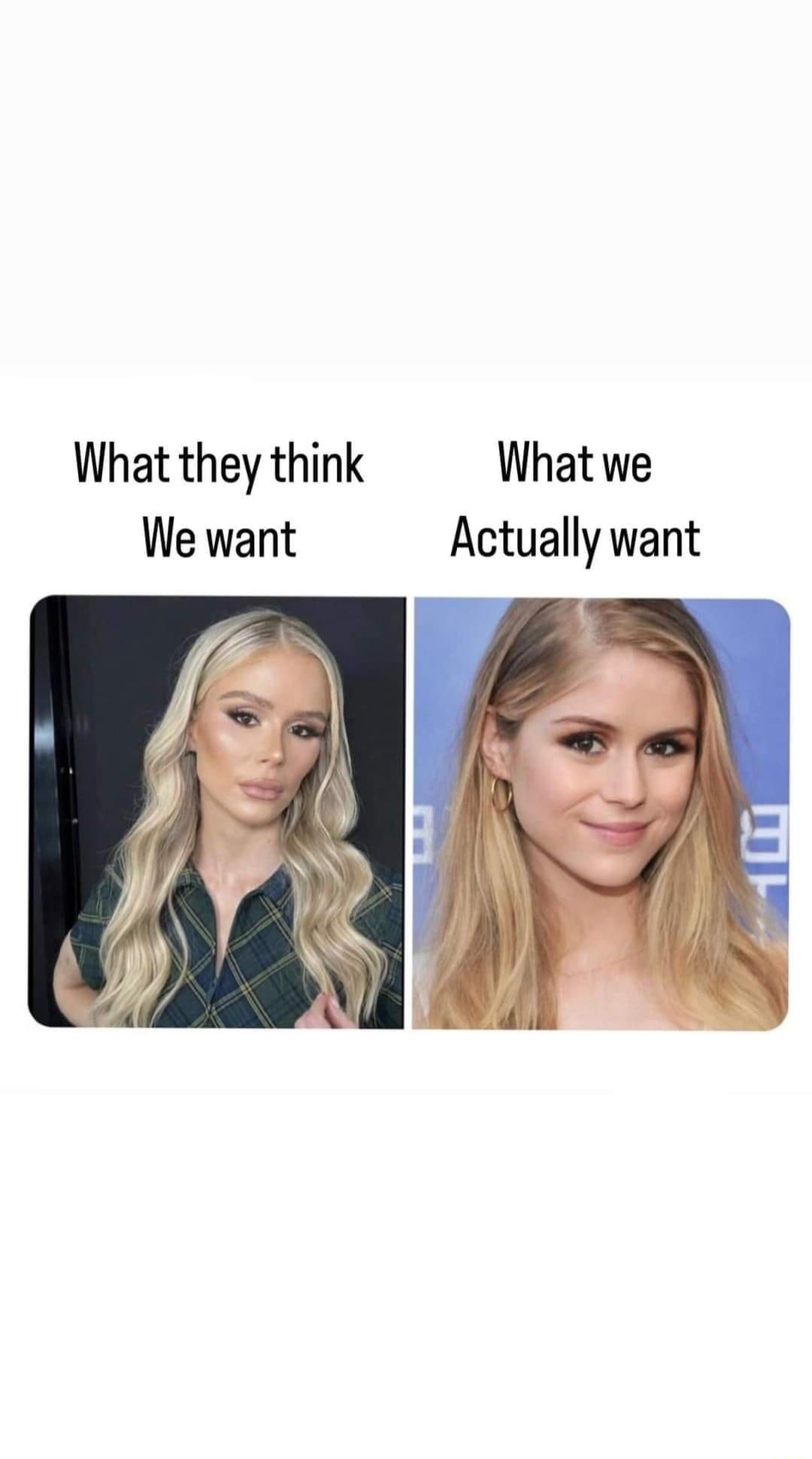 What they think What we We want Actually want