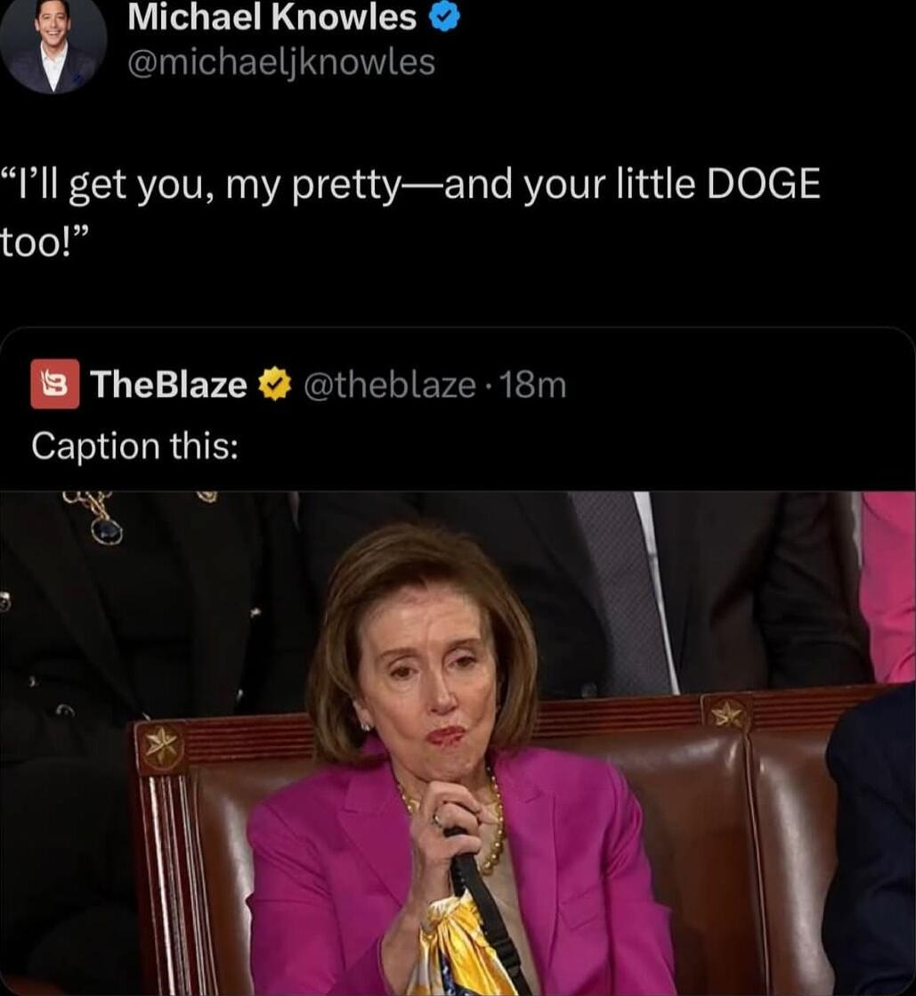 Michael Knowles SCINEETGIES Ill get you my prettyand your little DOGE too 8 TheBlaze theblaze 18m Caption this AN