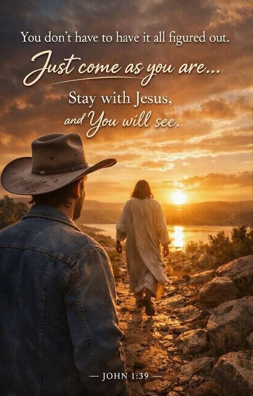 You don't have to have it all figured out. Just come as you are... Stay with Jesus, and You will see. — JOHN 1:39