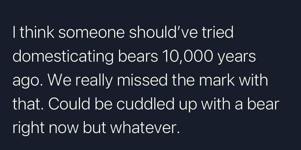 erinmhk I think someone shouldve tried folelaatXSt el ilple N oIX T SO N OO IO RYLEEIE ago We really missed the mark with that Could be cuddled up with a bear right now but whatever 1114 PM 121722