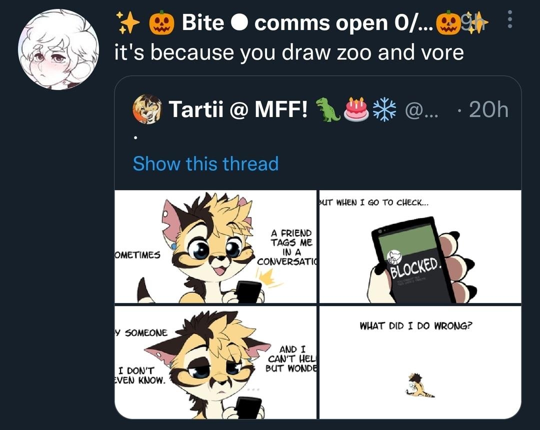 Bite comms open O TN oTTor 10 RV oV Mo WAdoTo 10 0 Ro 4 Tartii MFF 3 20h Show this thread WUHAT DID I DO WRONG x g