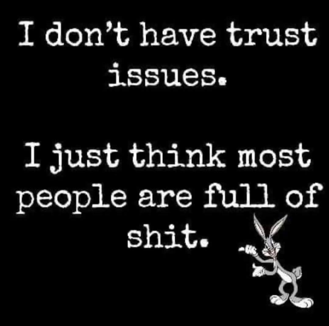 I don’t have trust issues.
I just think most people are full of shit.