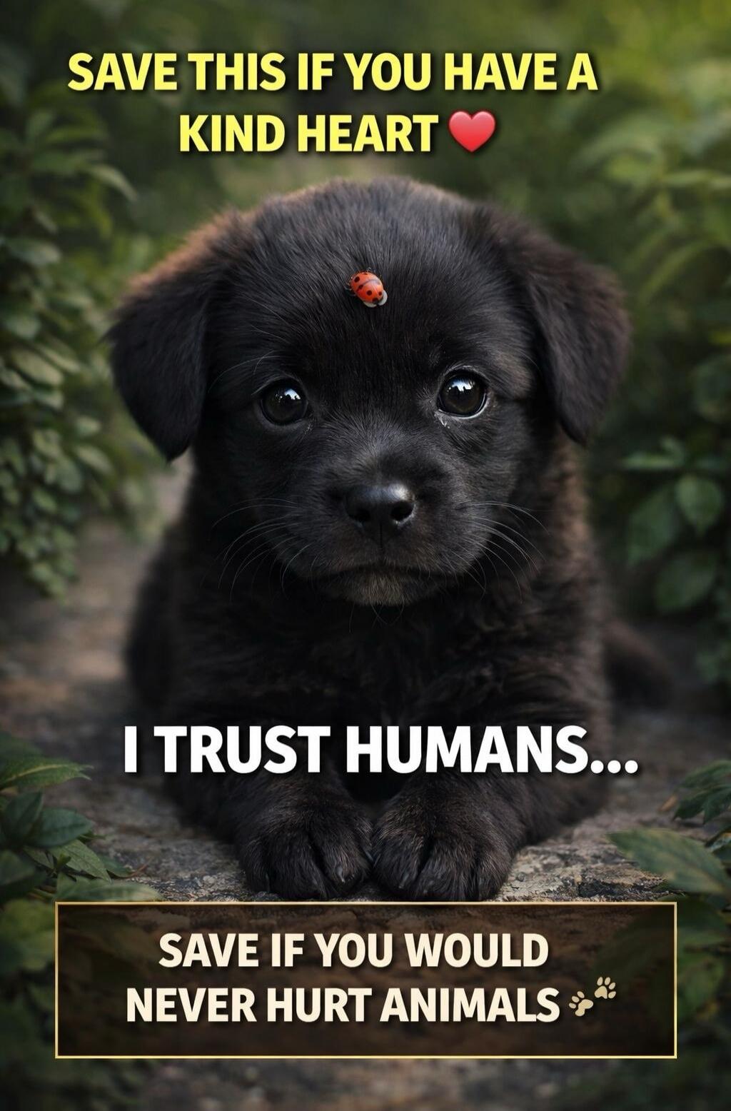 SAVE THIS IF YOU HAVE A KIND HEART ❤️ I TRUST HUMANS... SAVE IF YOU WOULD NEVER HURT ANIMALS 🐾