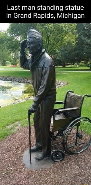 Last man standing statue in Grand Rapids Michigan