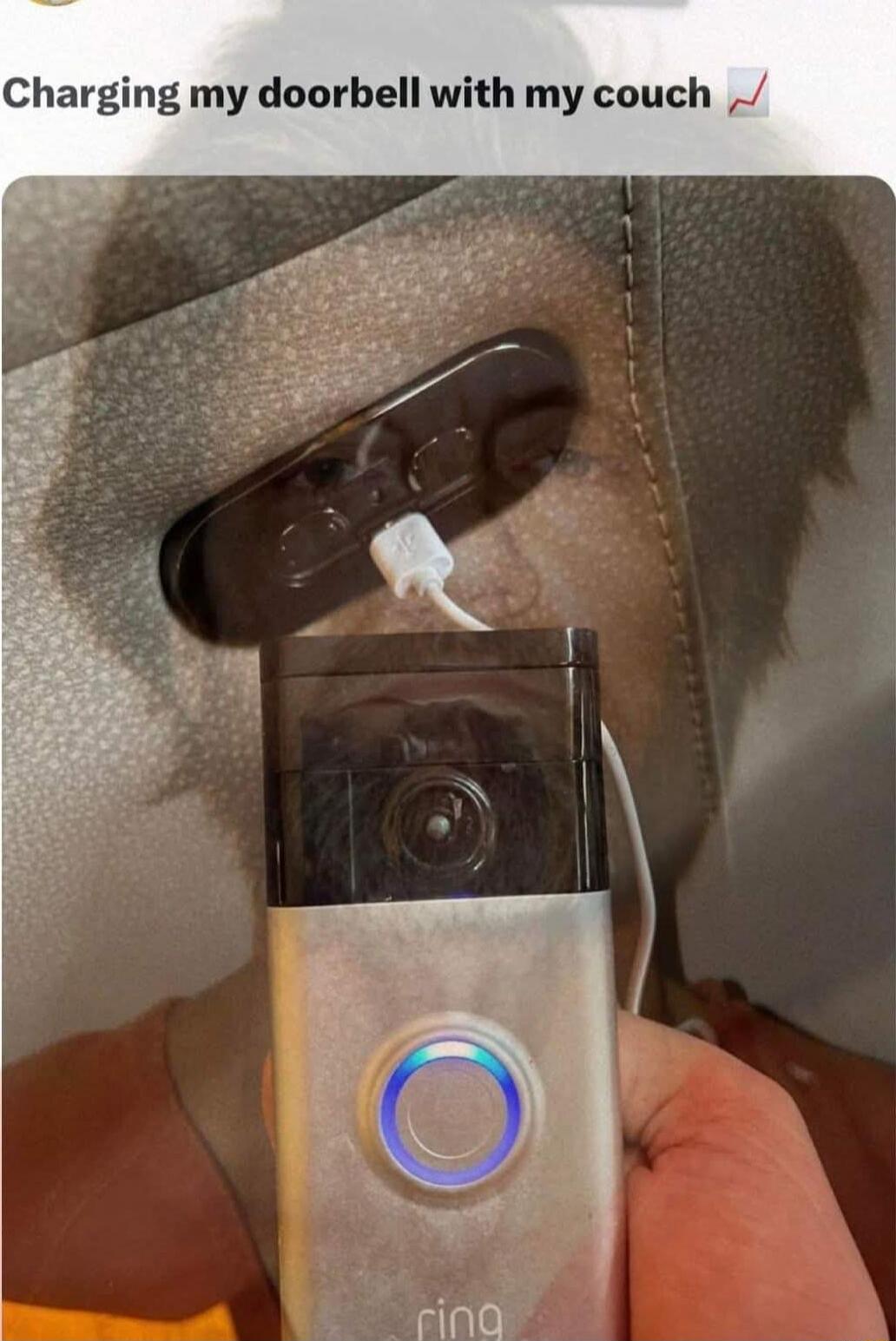 Charging my doorbell with my couch