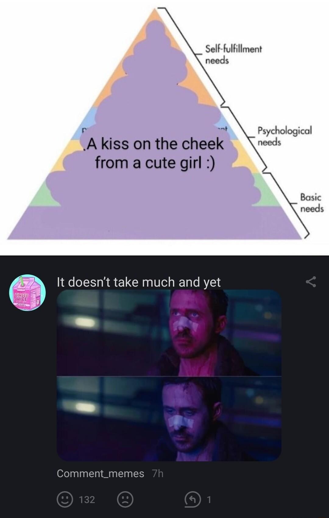 elf ulfllment TA kiss on the cheek from a cute girl It doesnt take much and yet Comment_memes