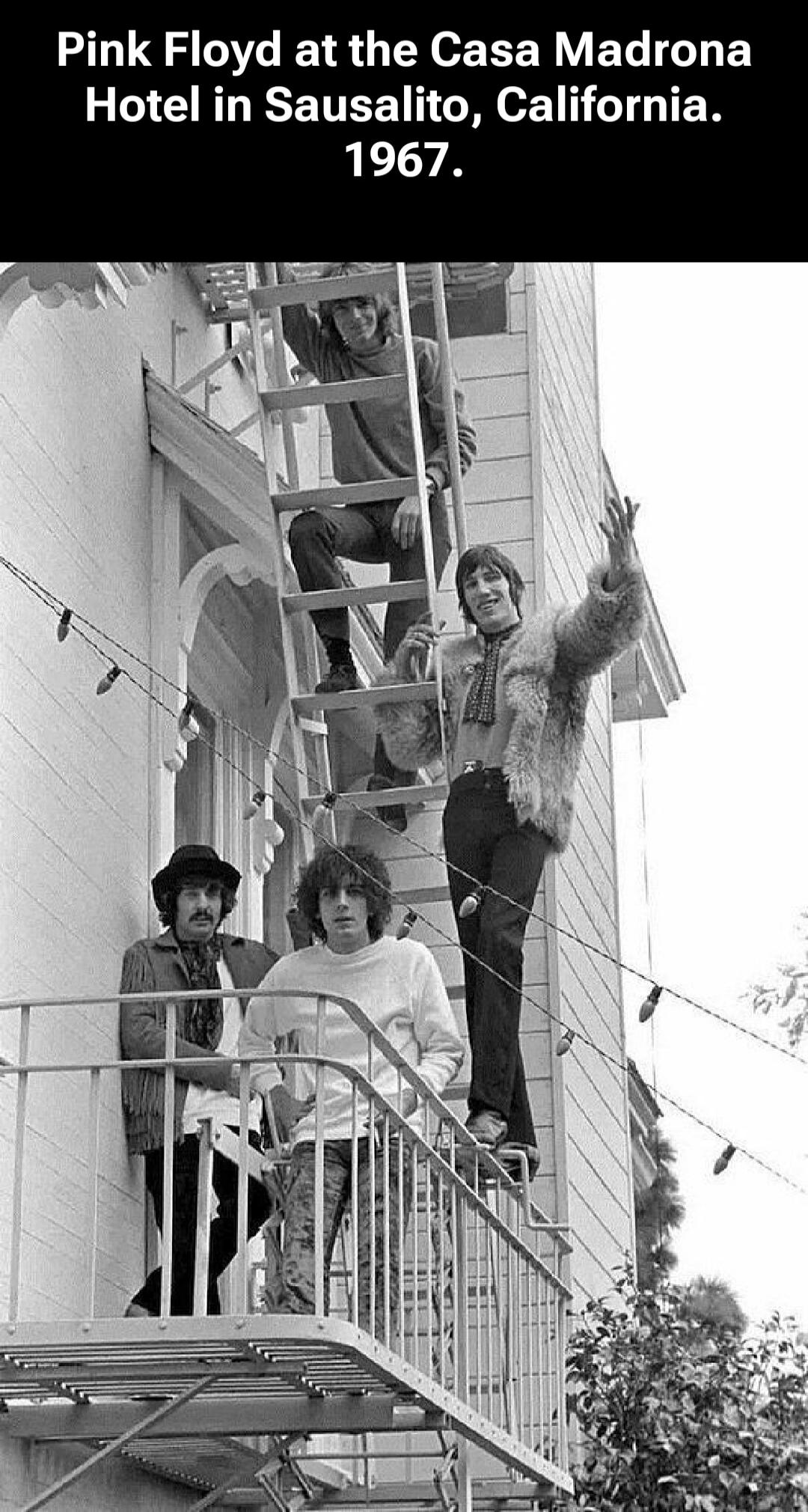 Pink Floyd at the Casa Madrona Hotel in Sausalito, California. 1967.