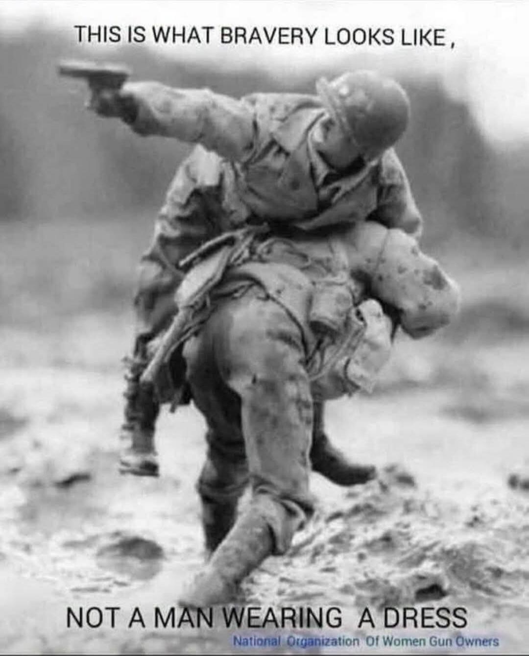 THIS IS WHAT BRAVERY LOOKS LIKE, NOT A MAN WEARING A DRESS National Organization Of Women Gun Owners