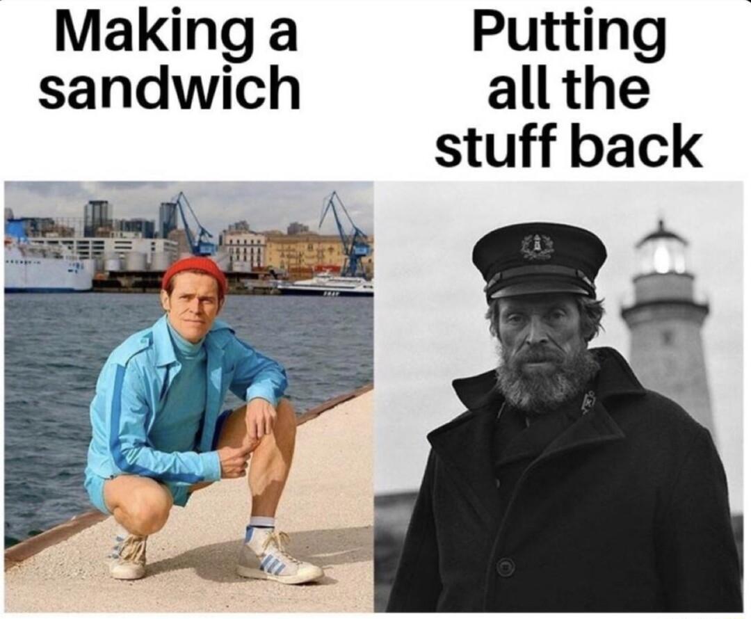 Making a Putting sandwich allthe stuff back