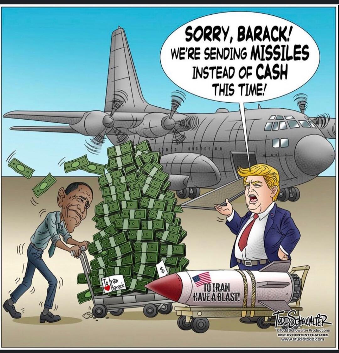 SORRY, BARACK! WE'RE SENDING MISSILES INSTEAD OF CASH THIS TIME! TO IRAN HAVE A BLAST!