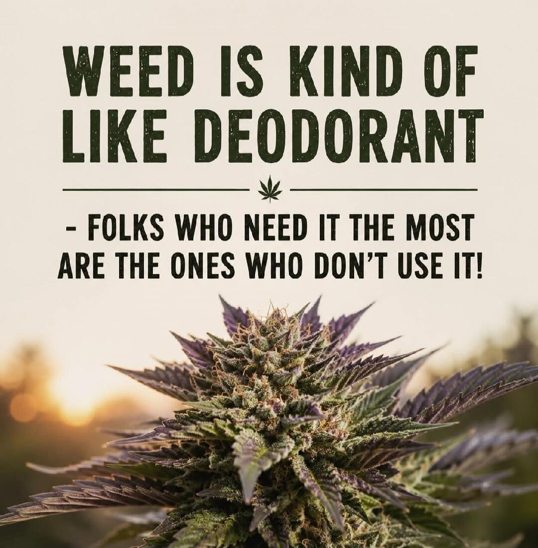 WEED IS KIND OF LIKE DEODORANT - FOLKS WHO NEED IT THE MOST ARE THE ONES WHO DON'T USE IT!