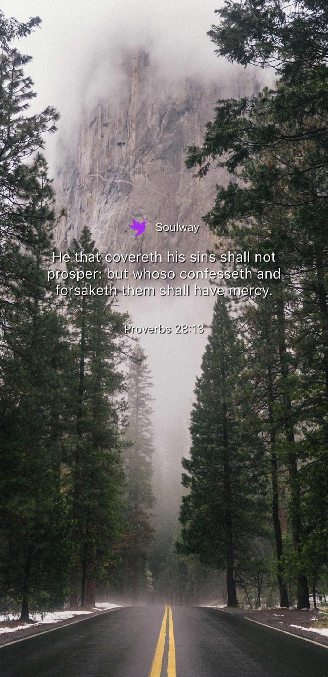 Soulway He that covereth his sins shall not prosper: but whoso confesseth and forsaketh them shall have mercy. Proverbs 28:13