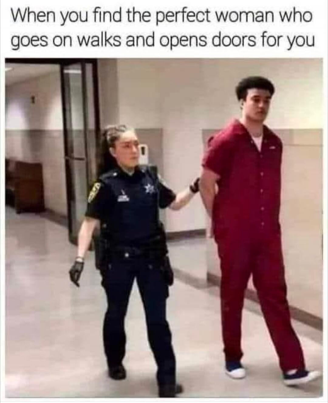 When you find the perfect woman who goes on walks and opens doors for you