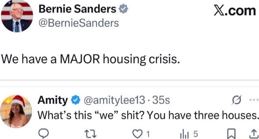 We have a MAJOR housing crisis.
What’s this “we” shit? You have three houses.