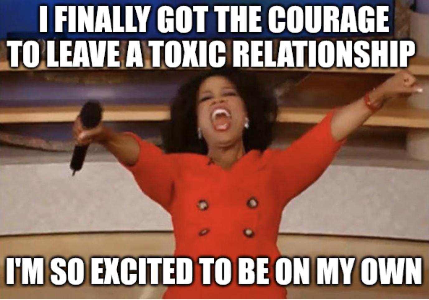 I FINALLY GOT THE COURAGE TOLEAVEATOXIC RELATIONSHIP IMS0 Ellfll TOBE Oi MY OWN