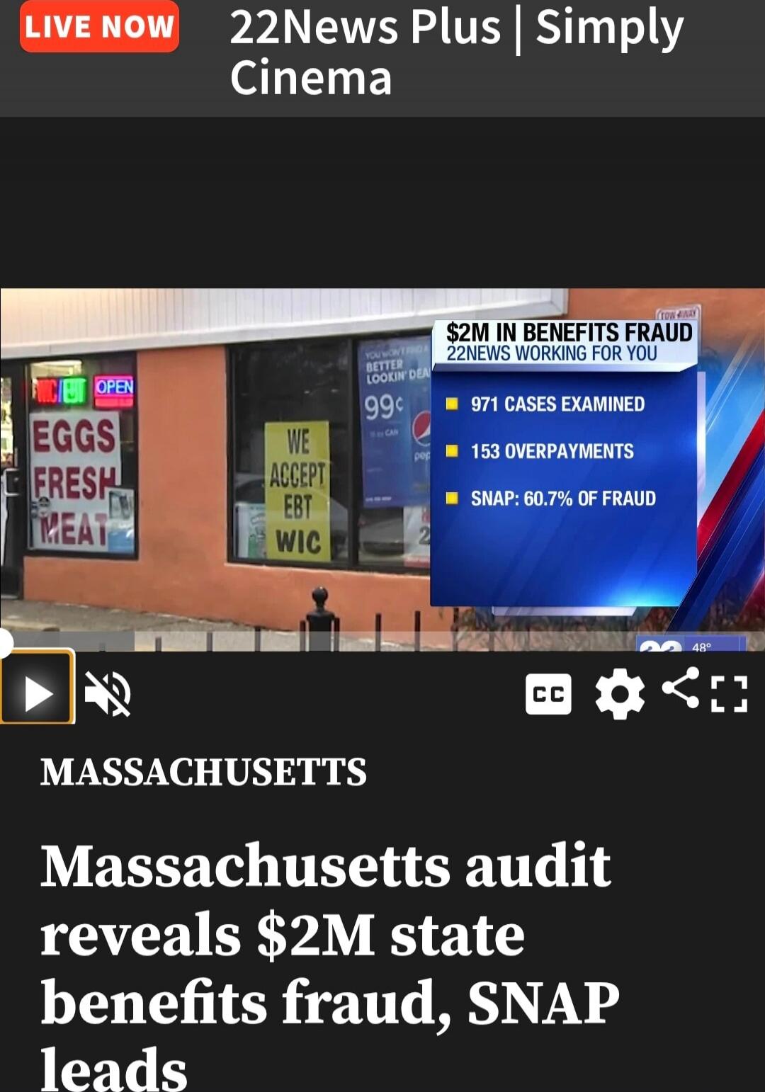 Massachusetts audit reveals $2M state benefits fraud, SNAP leads