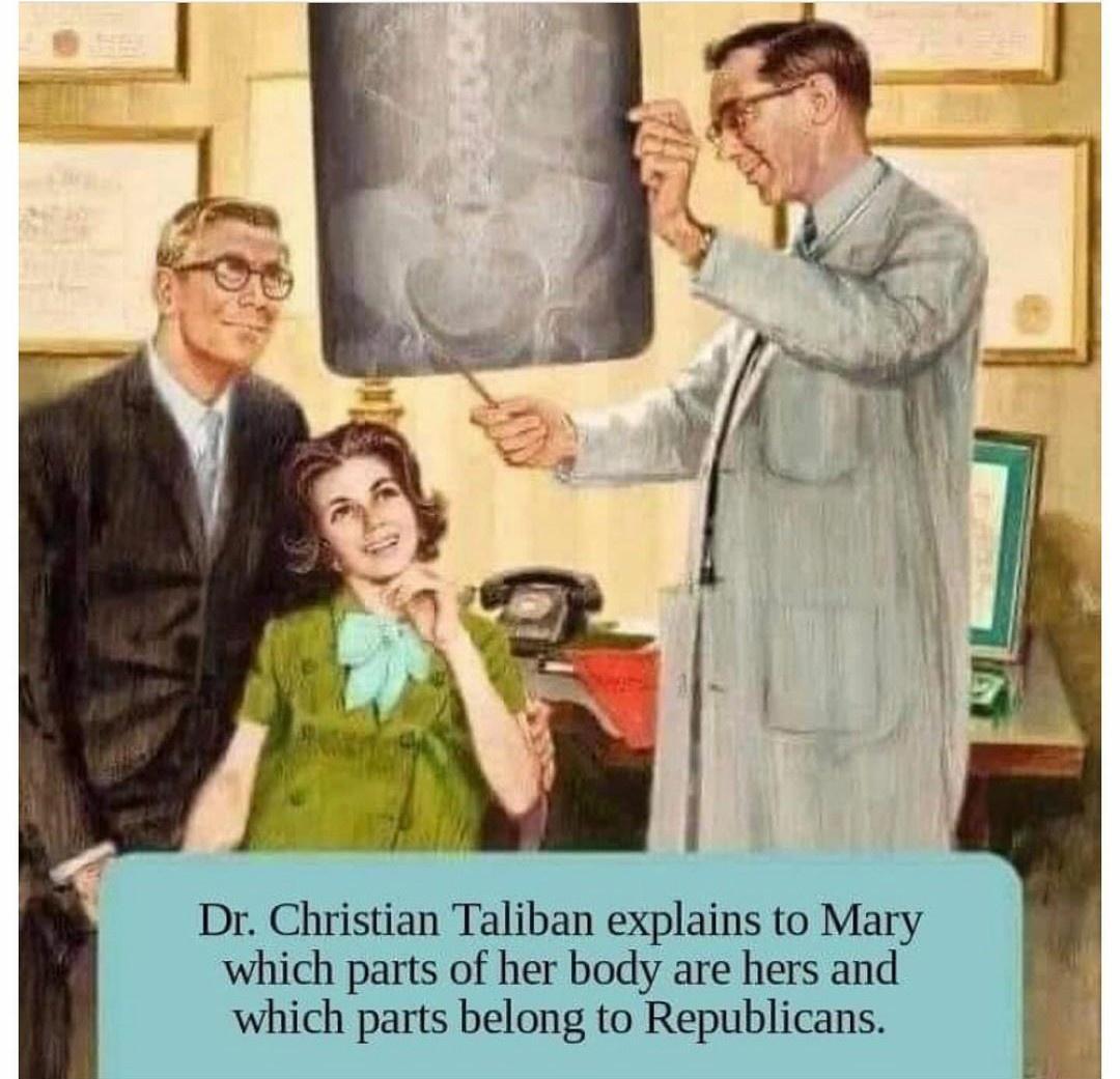 Dr Christian Taliban explains to Mary which parts of her body are hers and which parts belong to Republicans