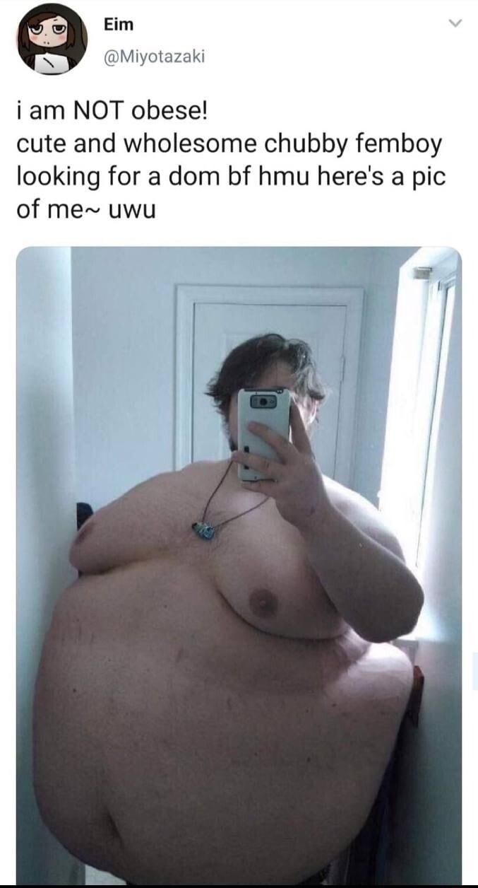 iam NOT obese cute and wholesome chubby femboy looking for a dom bf hmu heres a pic of me uwu