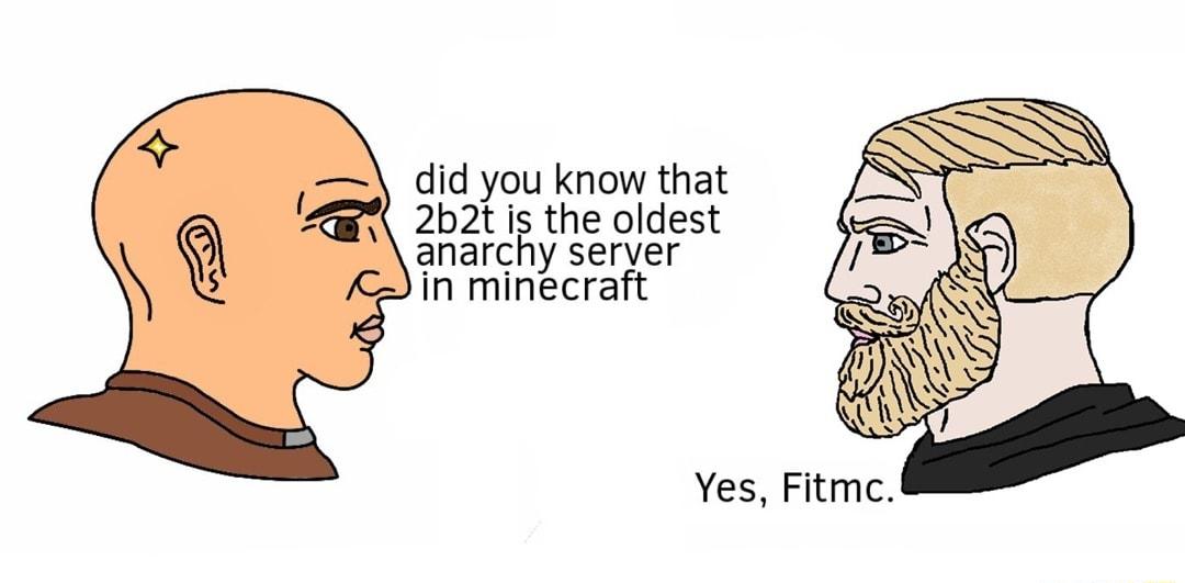 did you know that 2b2t is the oldest anarchy server in minecraft Yes Fitmc