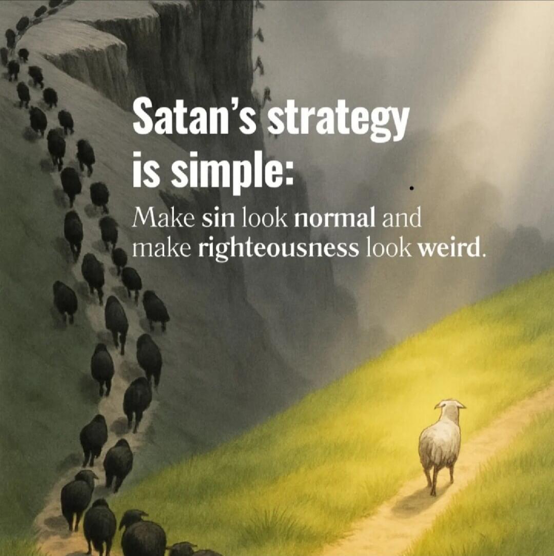 Satan's strategy is simple:
Make sin look normal and make righteousness look weird.
