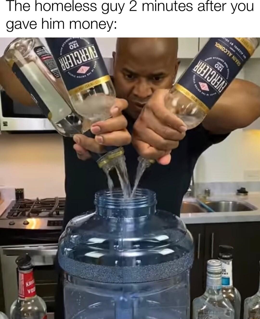 e homeless guy 2 minutes arter you gave him money