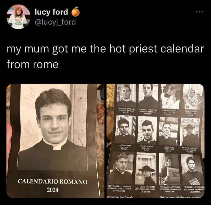 lucy ford lucyj_ford my mum got me the hot priest calendar from rome CALENDARIO ROMANO 204